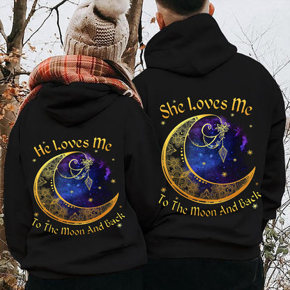 Loves Me to The Moon and Back Valentine Gift Couple Matching Hoodie