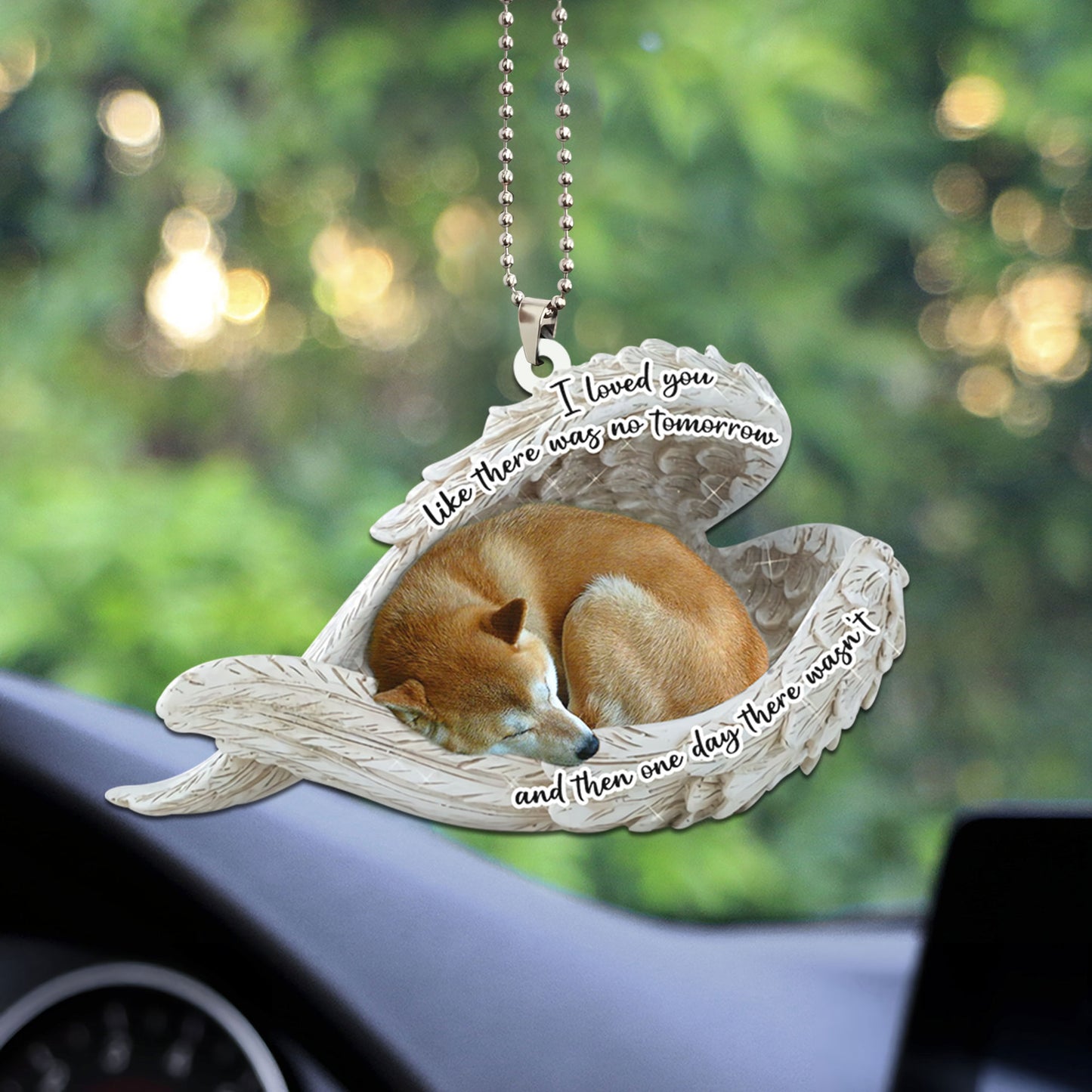 Shiba Inu Sleeping Angel Personalizedwitch Flat Car Ornament