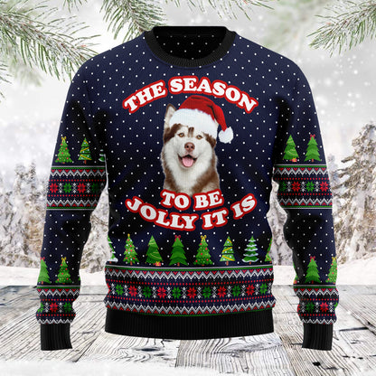 The Season To Be Jolly Siberian Husky TG51126 unisex womens & mens, couples matching, friends, dog lover, funny family ugly christmas holiday sweater gifts (plus size available)