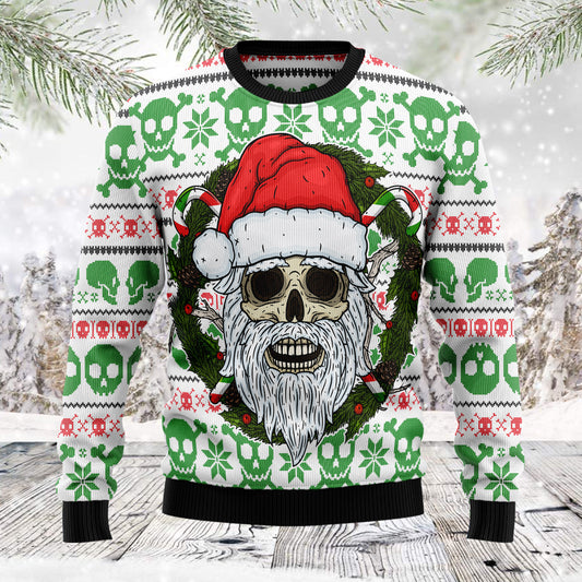 Skull Santa Clause TG5123 unisex womens & mens, couples matching, friends, skull lover, funny family ugly christmas holiday sweater gifts (plus size available)