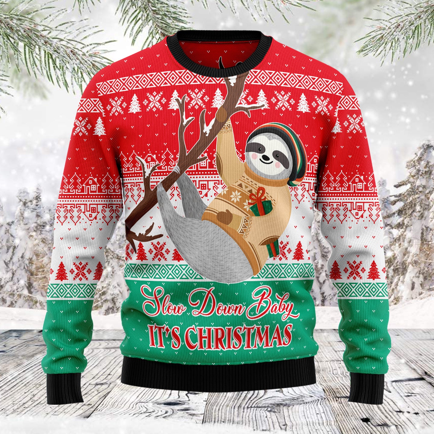 Sloth Slow Down TG5123 unisex womens & mens, couples matching, friends, sloth lover, funny family ugly christmas holiday sweater gifts (plus size available)