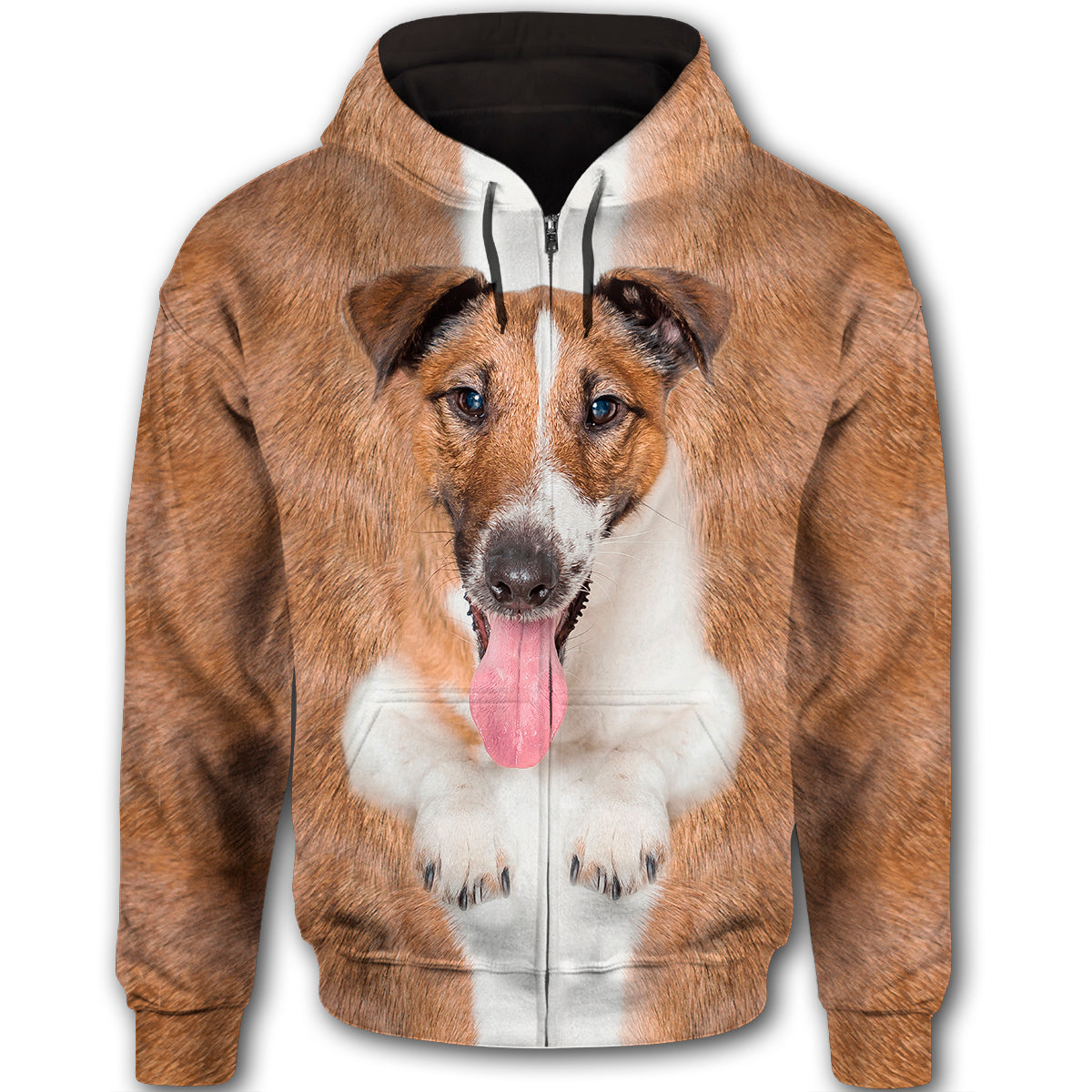 Smooth Fox Terrier Cute Dog Face T284 - All Over Print Zip Hoodie