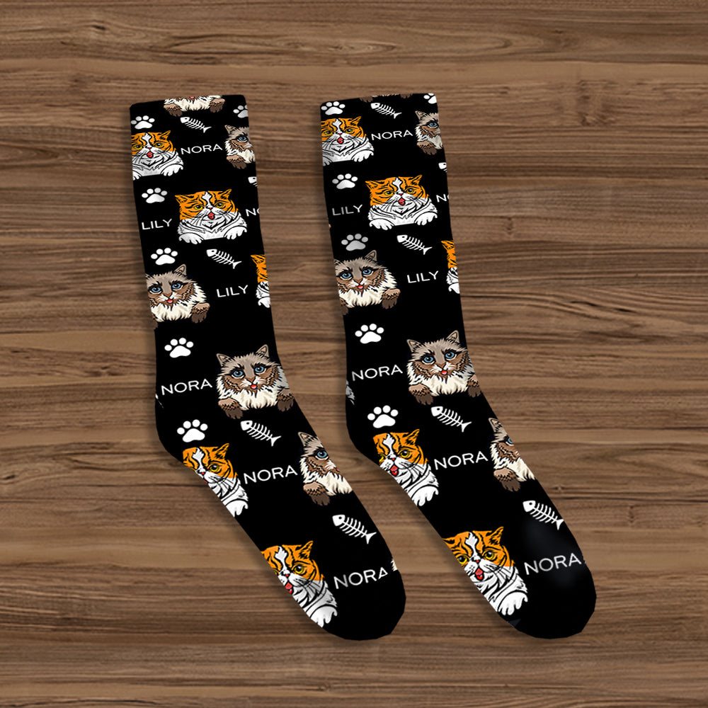 Personalized Preview Trouser Socks Custom Cat