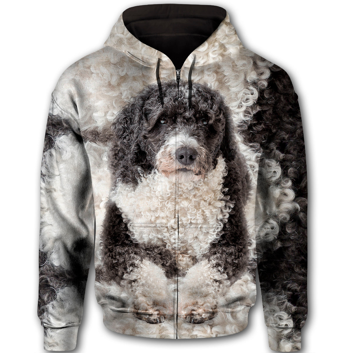 Spanish Water Dog Cute Dog Face T284 - All Over Print Zip Hoodie