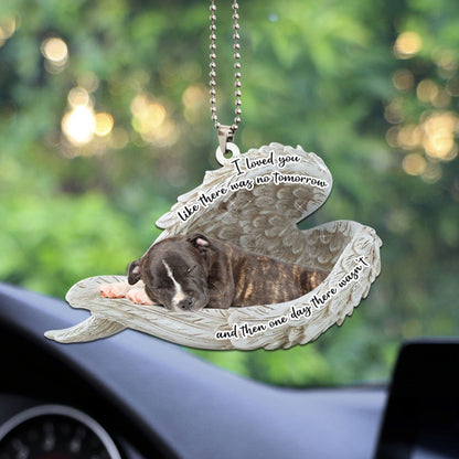 Staffordshire Bull Terrier Sleeping Angel Personalizedwitch Flat Car Ornament