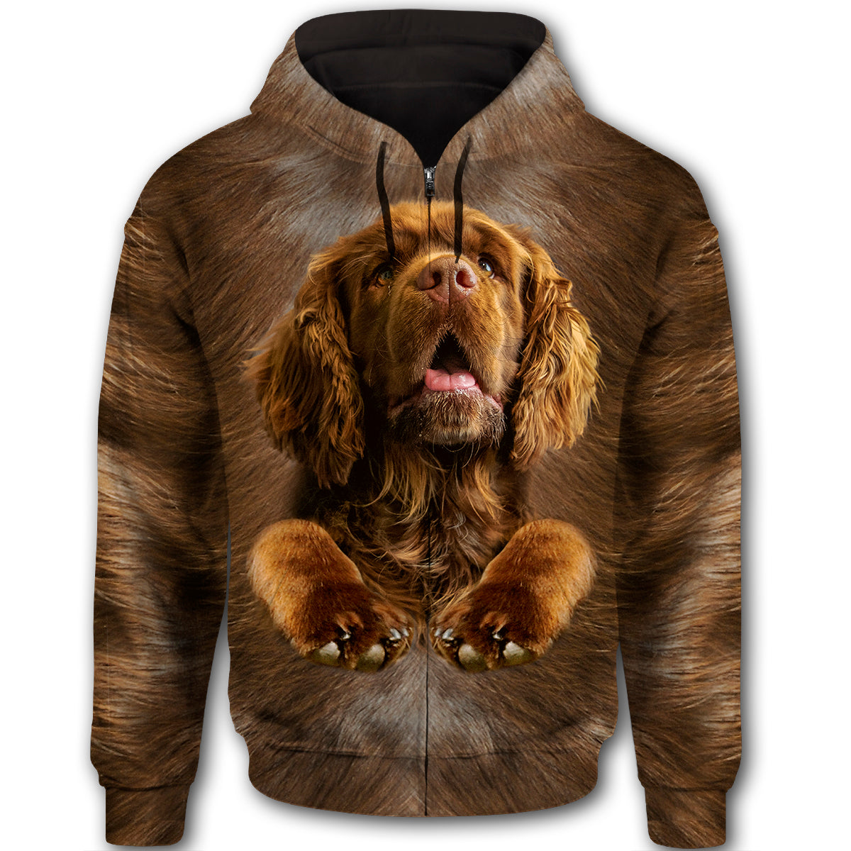 Sussex Spaniel Cute Dog Face T284 - All Over Print Zip Hoodie