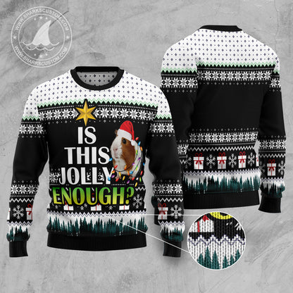 Is It Jolly Enough Guinea Pig TG51126 unisex womens & mens, couples matching, friends, guinea pig lover, funny family ugly christmas holiday sweater gifts (plus size available)