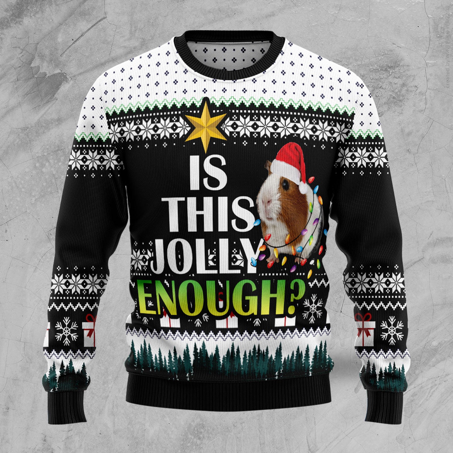 Is It Jolly Enough Guinea Pig TG51126 unisex womens & mens, couples matching, friends, guinea pig lover, funny family ugly christmas holiday sweater gifts (plus size available)