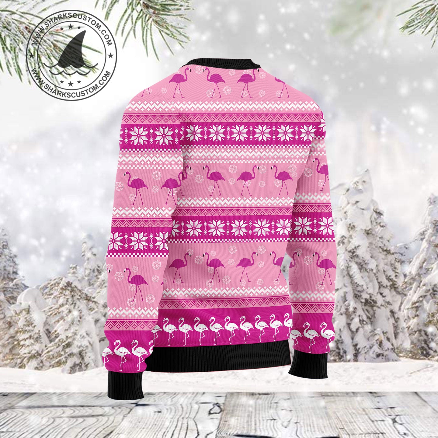 Flamingo Ballet TY0812 unisex womens & mens, couples matching, friends, funny family ugly christmas holiday sweater gifts (plus size available)