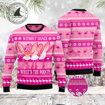 Flamingo Ballet TY0812 unisex womens & mens, couples matching, friends, funny family ugly christmas holiday sweater gifts (plus size available)