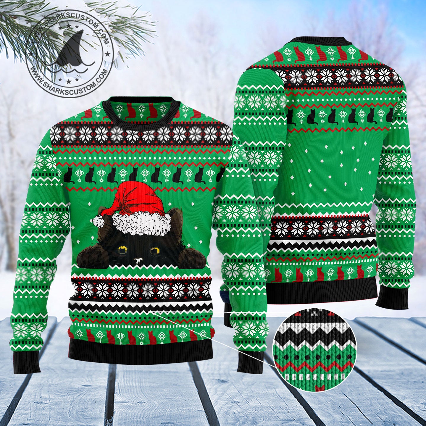 Black Cat Hide TY0212 Ugly Christmas Sweater