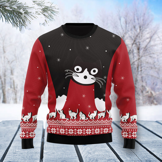 Cat Awesome TY0812 unisex womens & mens, couples matching, friends, funny family ugly christmas holiday sweater gifts (plus size available)