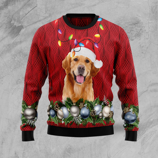 Golden Retriever Christmas Beauty TY2311 unisex womens & mens, couples matching, friends, funny family ugly christmas holiday sweater gifts (plus size available)