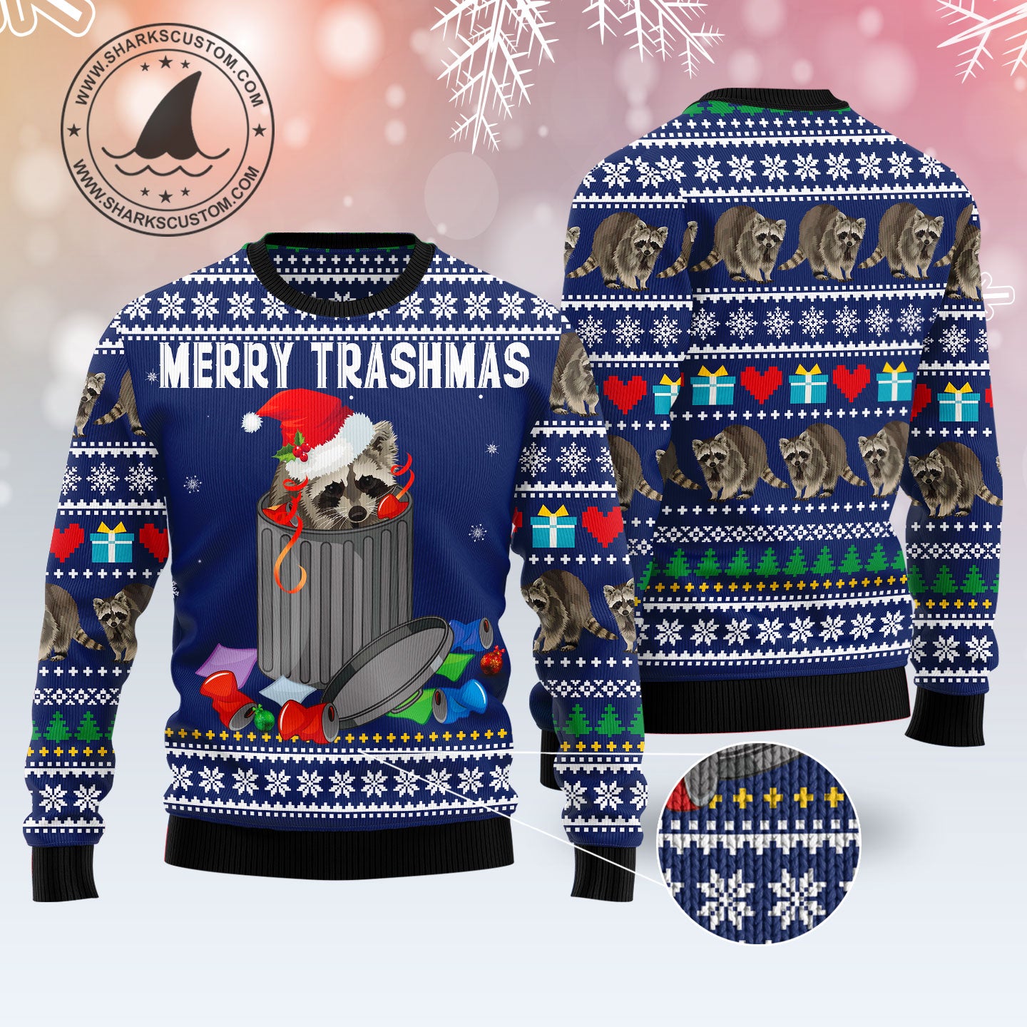 Raccoon Merry Trashmas TY0912 unisex womens & mens, couples matching, friends, funny family ugly christmas holiday sweater gifts (plus size available)