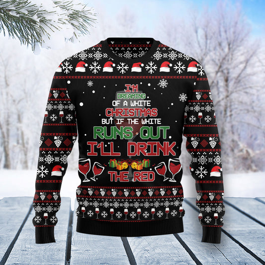 Red Wine Christmas TY0212 unisex womens & mens, couples matching, friends, funny family ugly christmas holiday sweater gifts (plus size available)