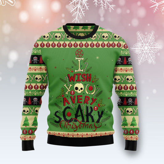 Scary Christmas TY0812 unisex womens & mens, couples matching, friends, funny family ugly christmas holiday sweater gifts (plus size available)