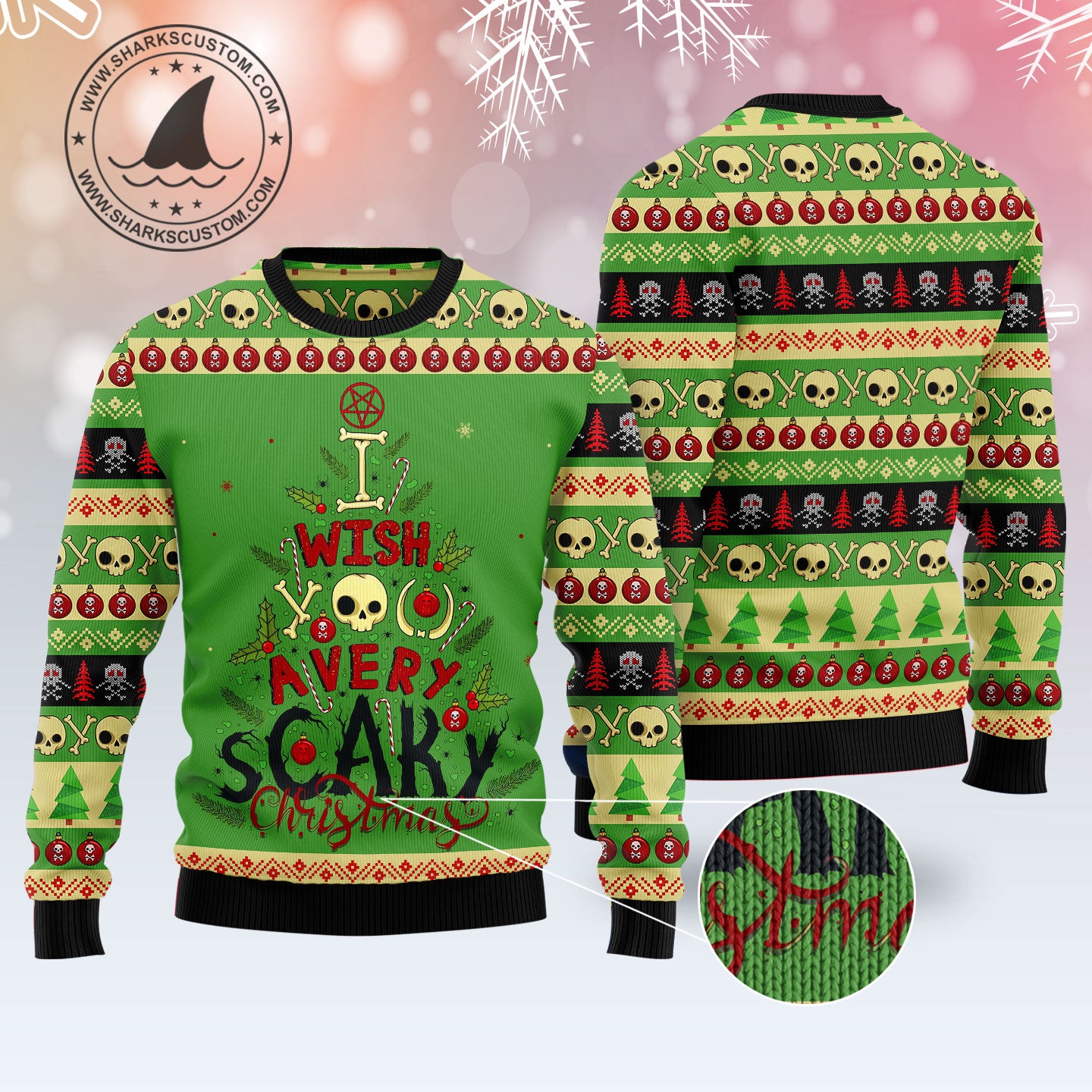 Scary Christmas TY0812 unisex womens & mens, couples matching, friends, funny family ugly christmas holiday sweater gifts (plus size available)