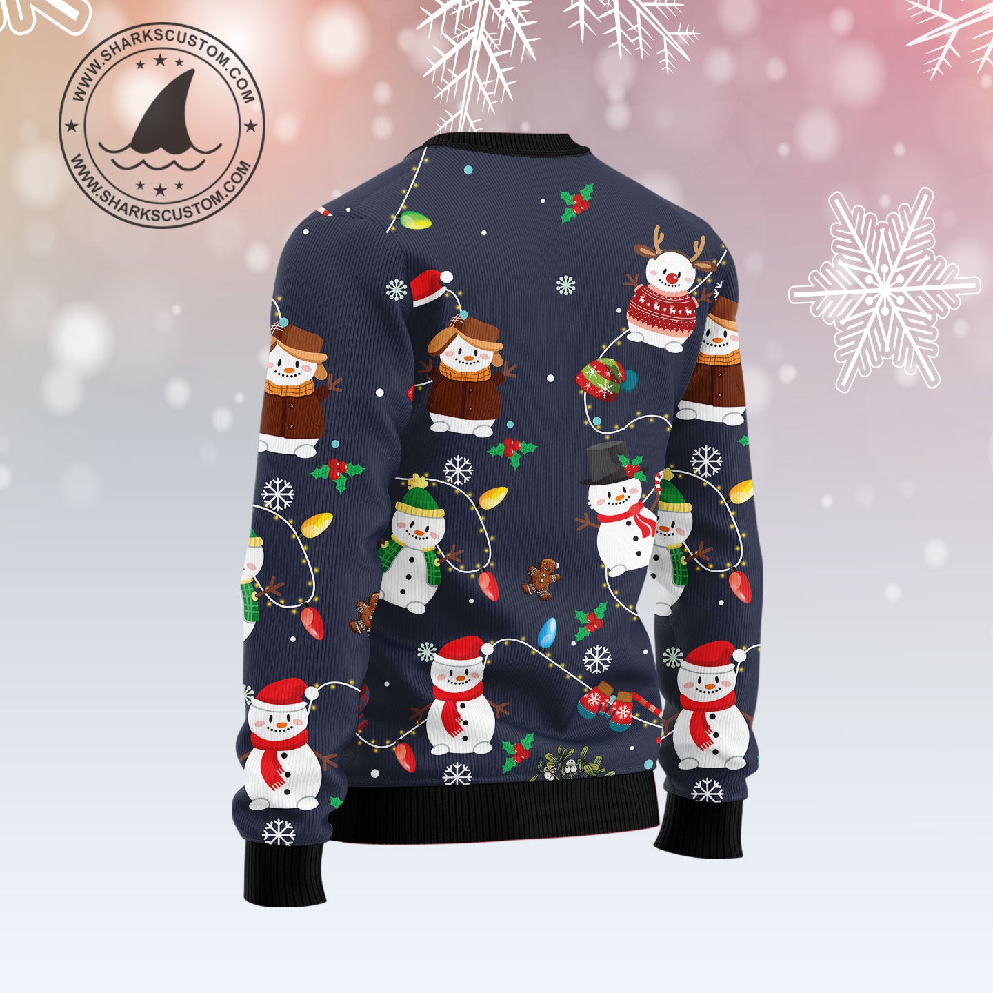 Snowman Christmas Light TY0712 unisex womens & mens, couples matching, friends, funny family ugly christmas holiday sweater gifts (plus size available)