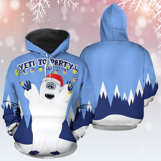 Yeti To Party TY0412 unisex womens & mens, couples matching, friends, funny family sublimation 3D hoodie christmas holiday gifts (plus size available)