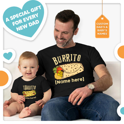 Our First Fathers Day New Dad & Baby Tacos 2022 Custom Matching Outfit
