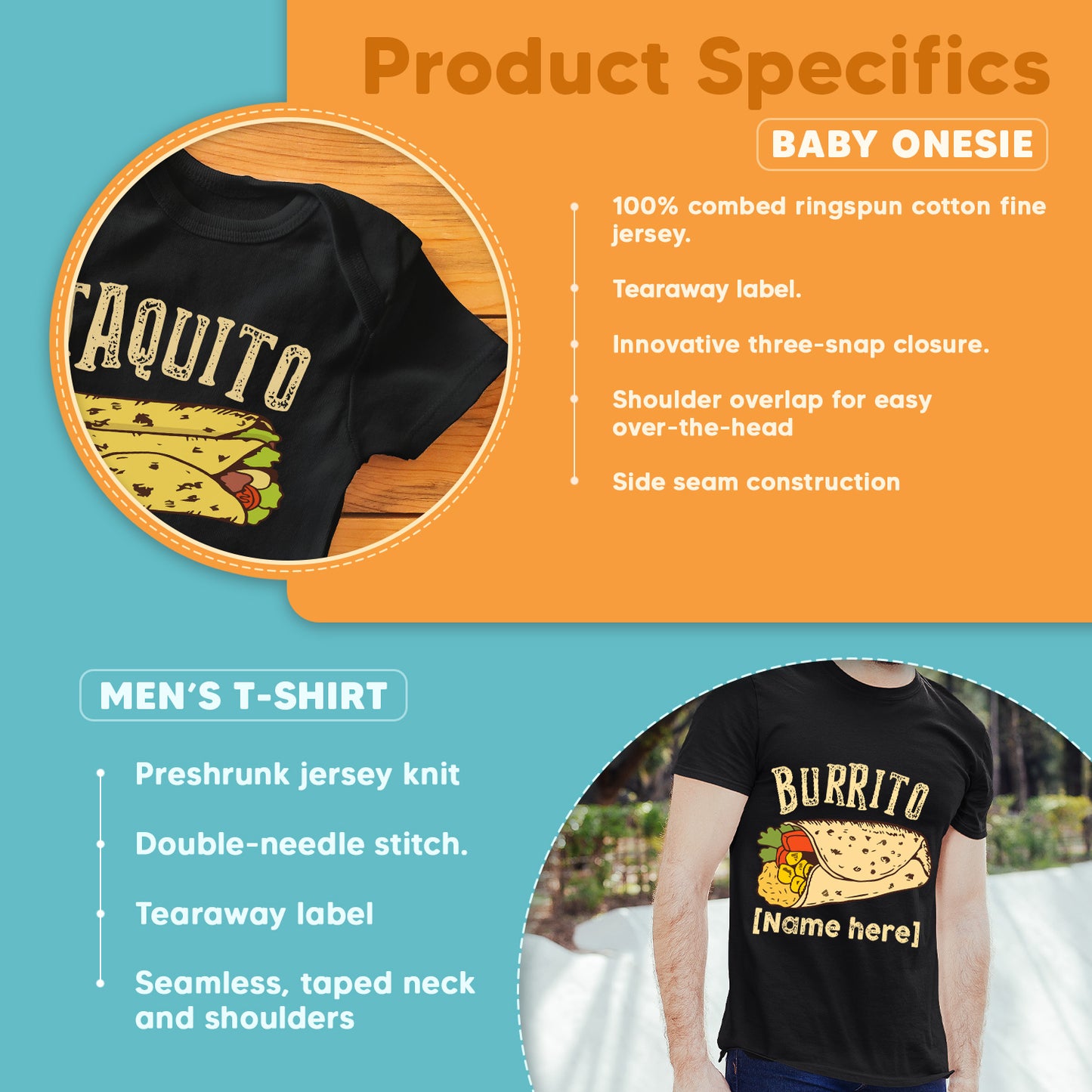 Our First Fathers Day New Dad & Baby Tacos 2022 Custom Matching Outfit