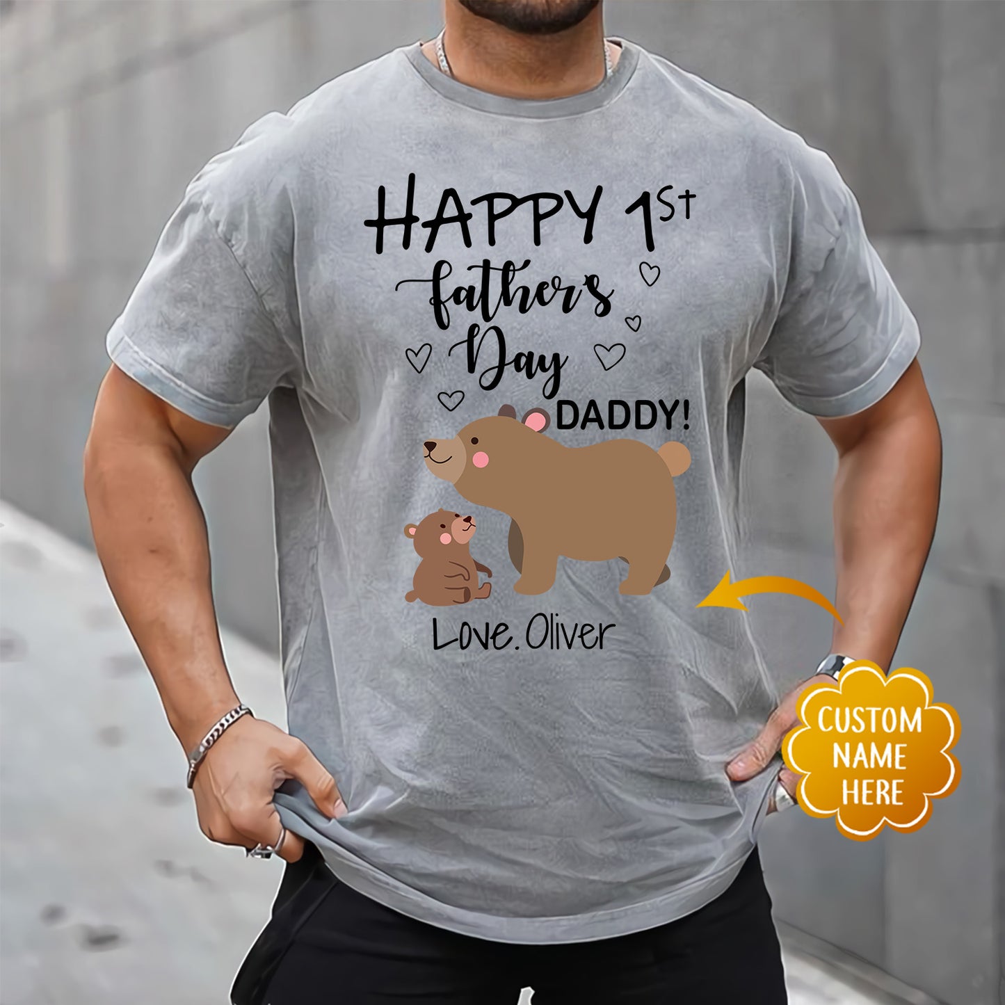 Happy 1St Fathers Day 2022 Daddy And Baby Bear Custom Matching Outfit