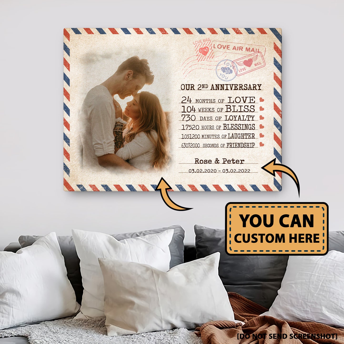 Our 2nd Anniversary Letter Anniversary Canvas Valentine Gifts