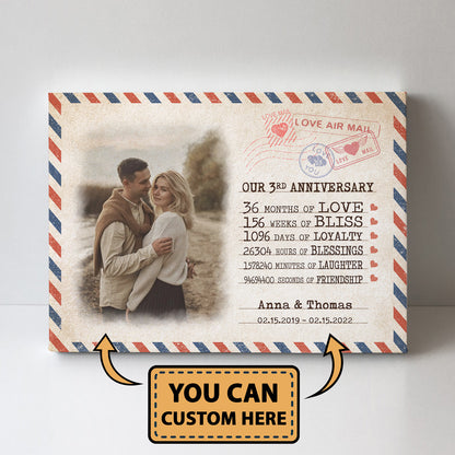 Our 3rd Anniversary Letter Custom Image Canvas Valentine Gifts