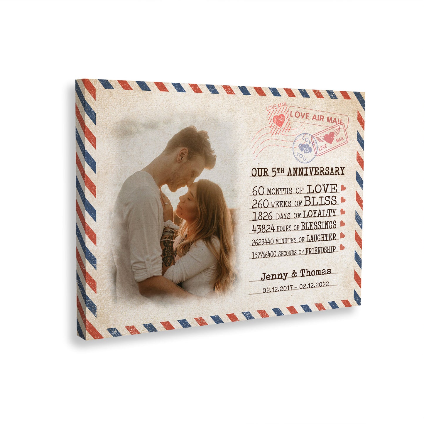 Our 5th Anniversary Letter Custom Image Canvas Valentine Gifts
