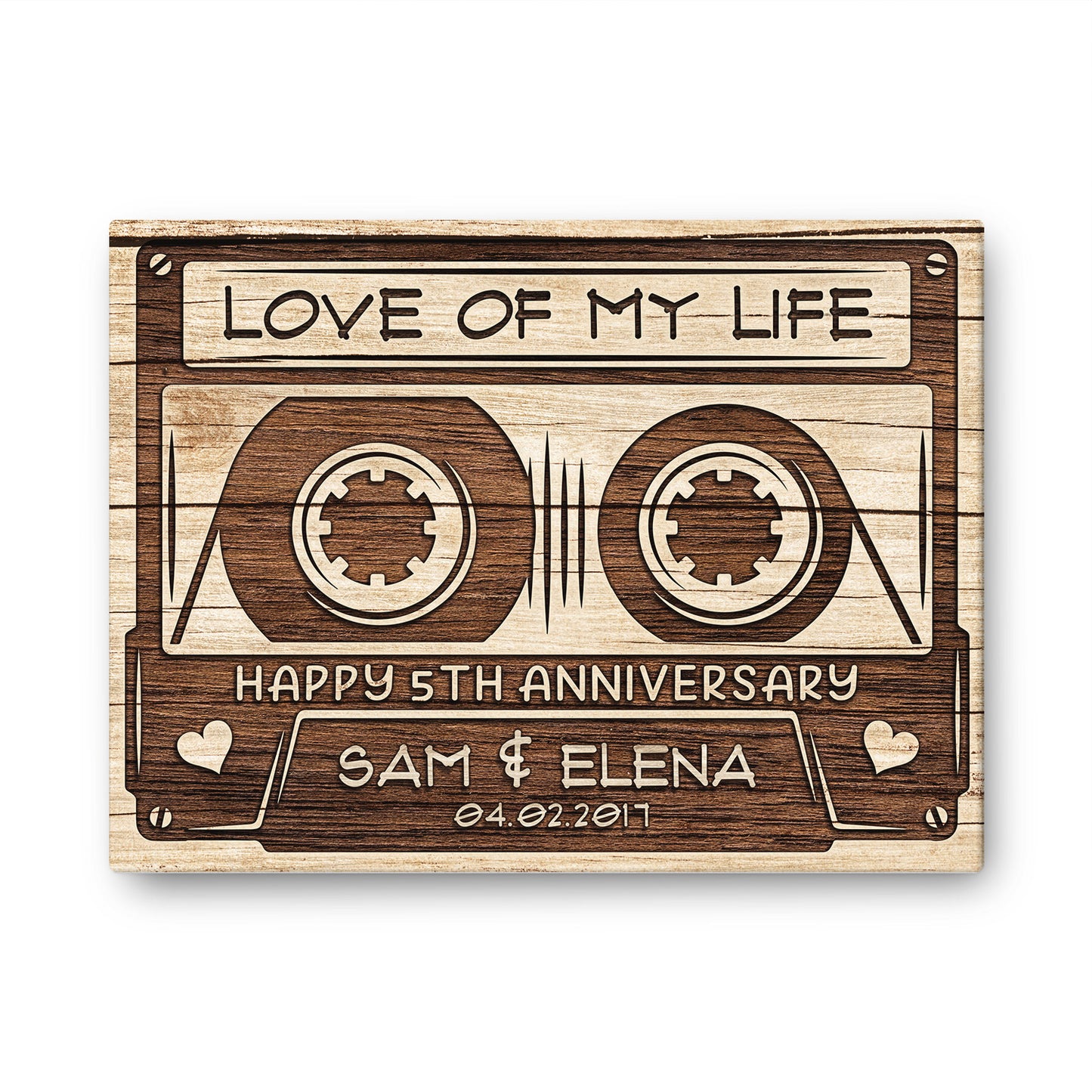 Happy 5th Anniversary Audio Cassette Anniversary Canvas Valentine Gifts