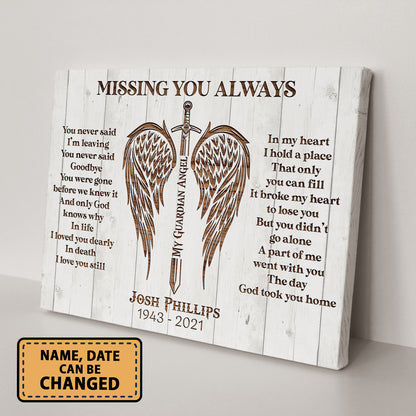 Missing You Always Memorial Personalized Canvas