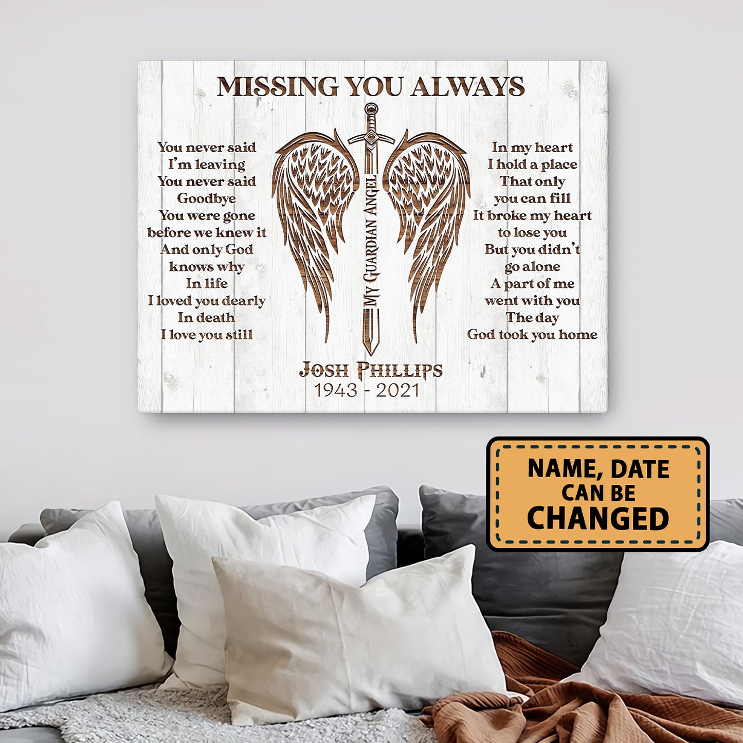 Missing You Always Memorial Personalized Canvas