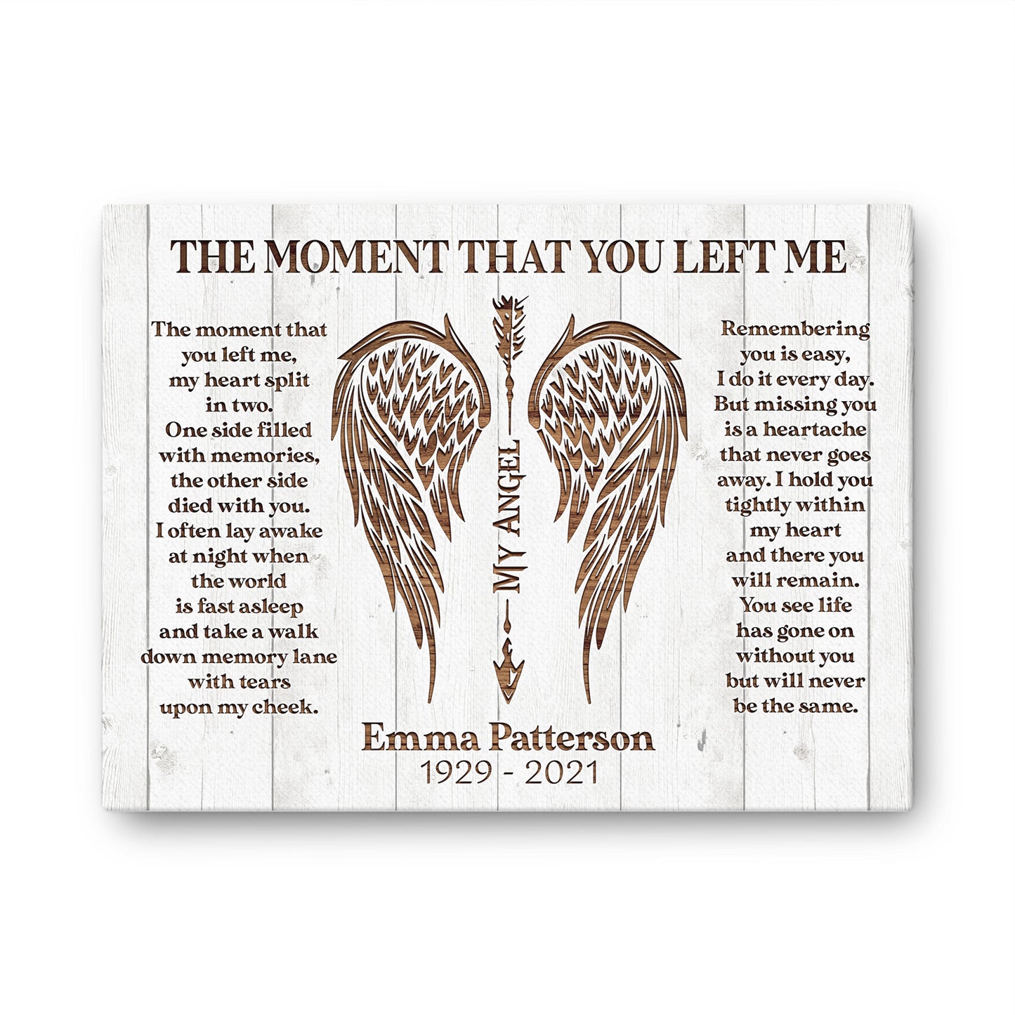 The Moment That You Left Me Memorial Personalized Canvas