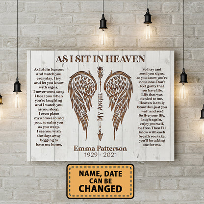 As I Sit In Heaven Memorial Personalized Canvas
