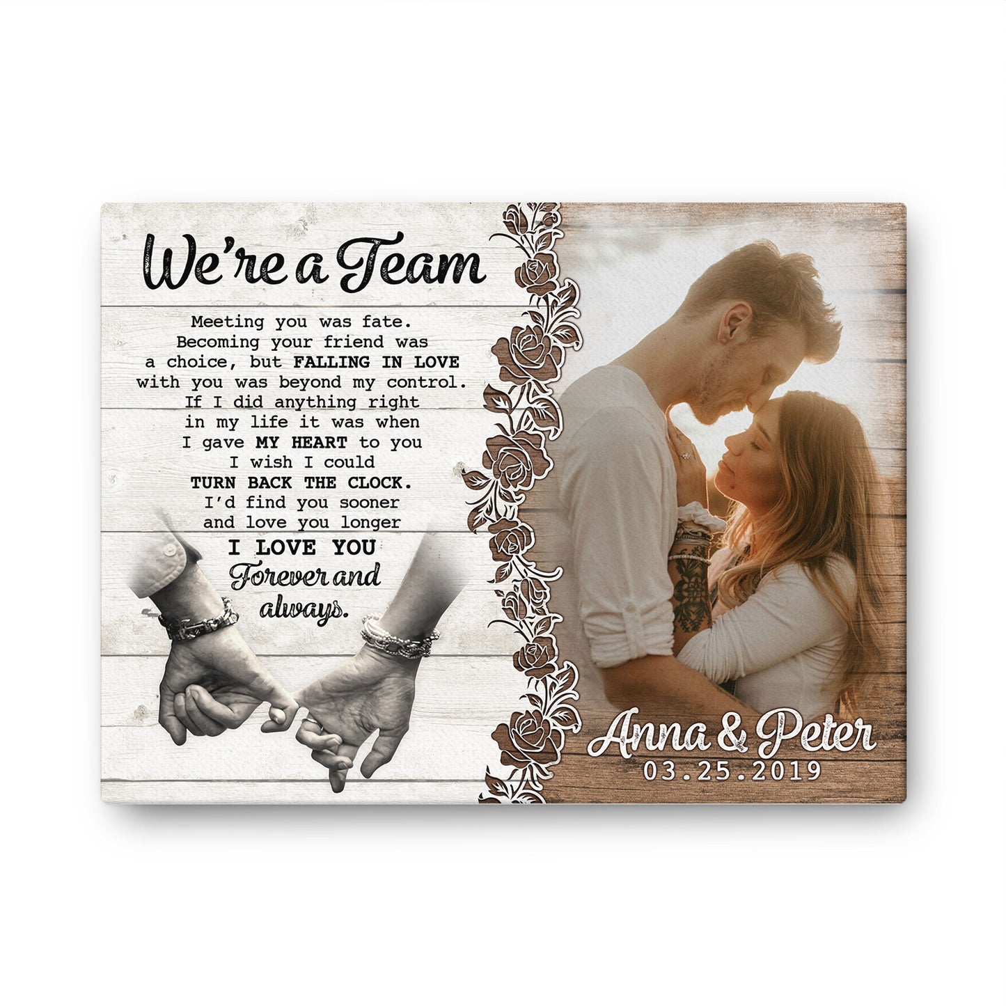 We Are A Team Couple Custom Image Anniversary Canvas Valentine Gifts