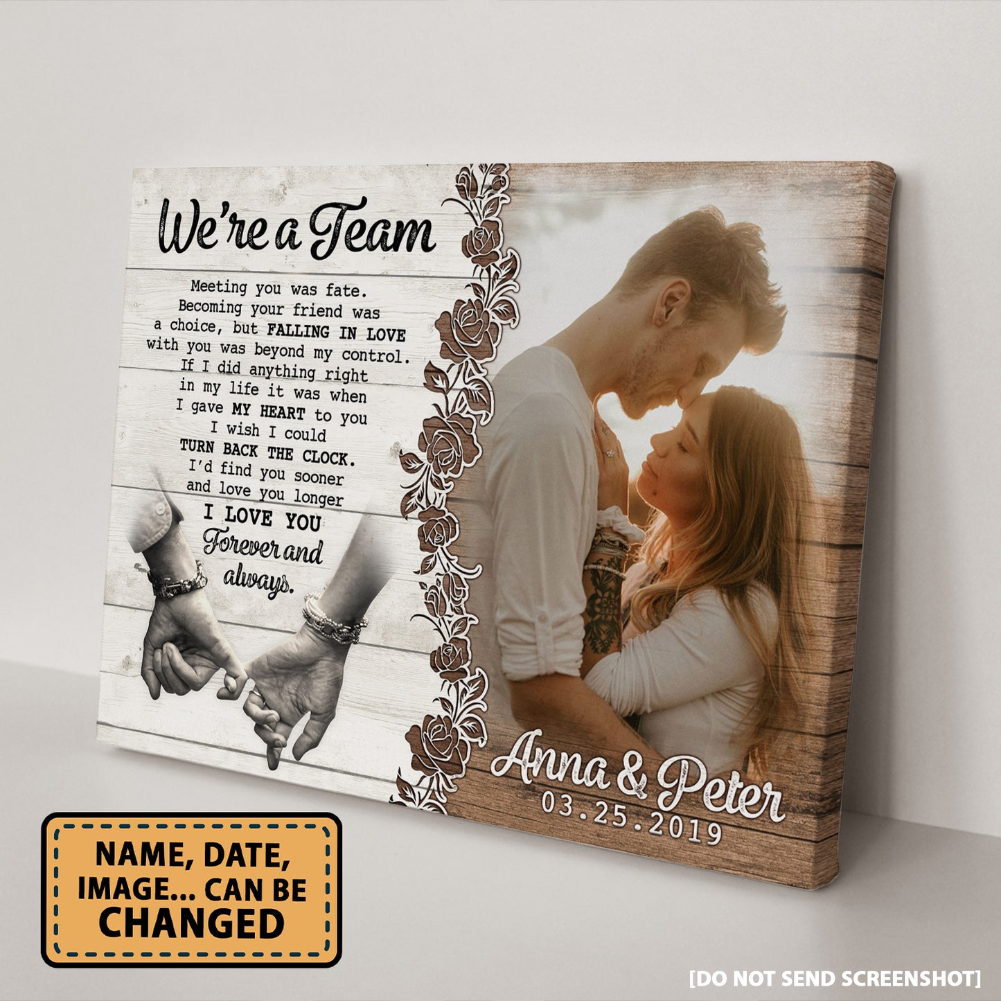 We Are A Team Couple Custom Image Anniversary Canvas Valentine Gifts