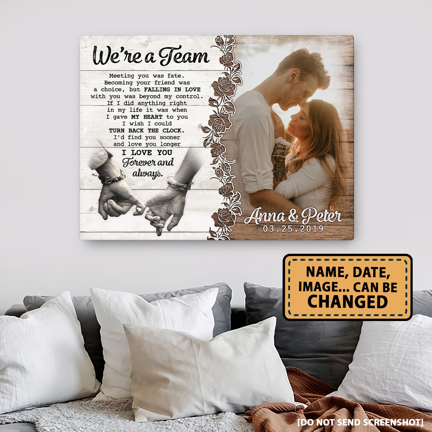 We Are A Team Couple Custom Image Anniversary Canvas Valentine Gifts