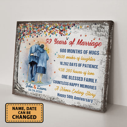 50 Years Of Marriage Tree Colorful Personalizedwitch Canvas