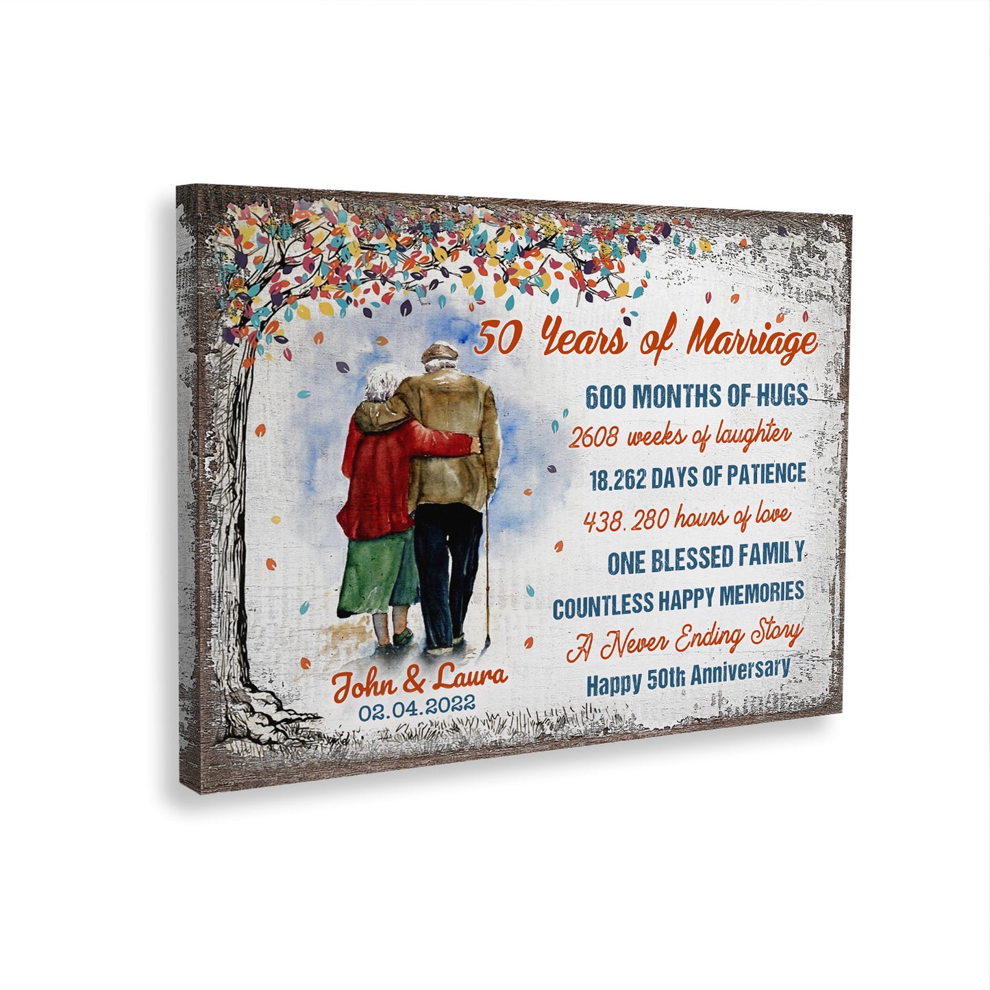 50 Years Of Marriage Old Couple 50th Anniversary Personalizedwitch Canvas