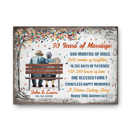50 Years Of Marriage Old Couple 50th Anniversary Personalized Canvas