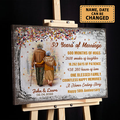 50 Years Of Marriage Old Couple Autumn Anniversary Canvas