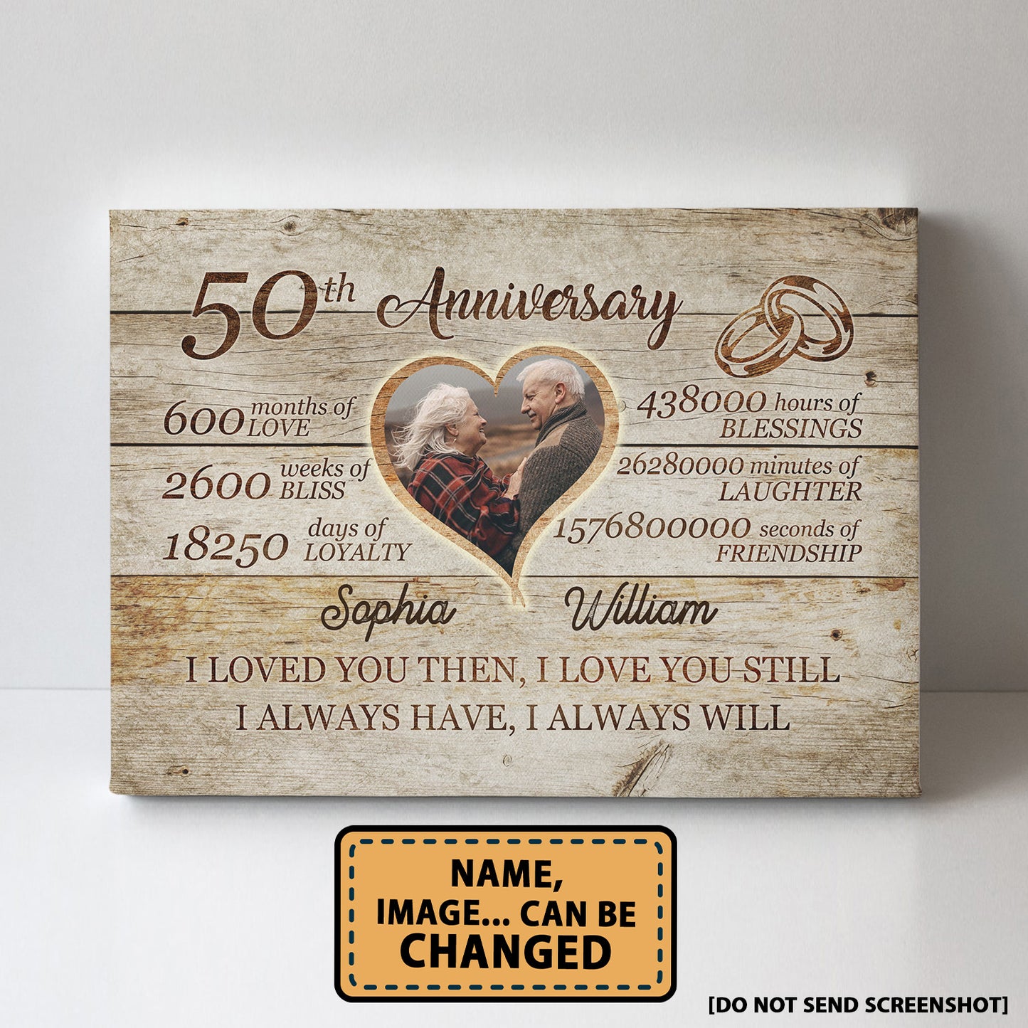 50th Anniversary Always Love Custom Image Anniversary Canvas