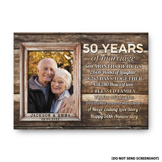 50 Years Of Marriage Custom Image Anniversary Canvas Valentine Gifts