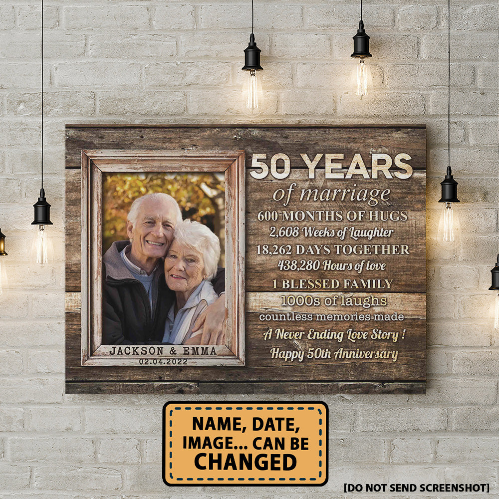 50 Years Of Marriage Custom Image Anniversary Canvas Valentine Gifts