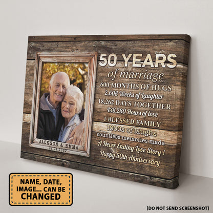 50 Years Of Marriage Custom Image Anniversary Canvas Valentine Gifts