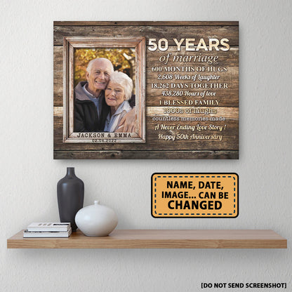 50 Years Of Marriage Custom Image Anniversary Canvas Valentine Gifts