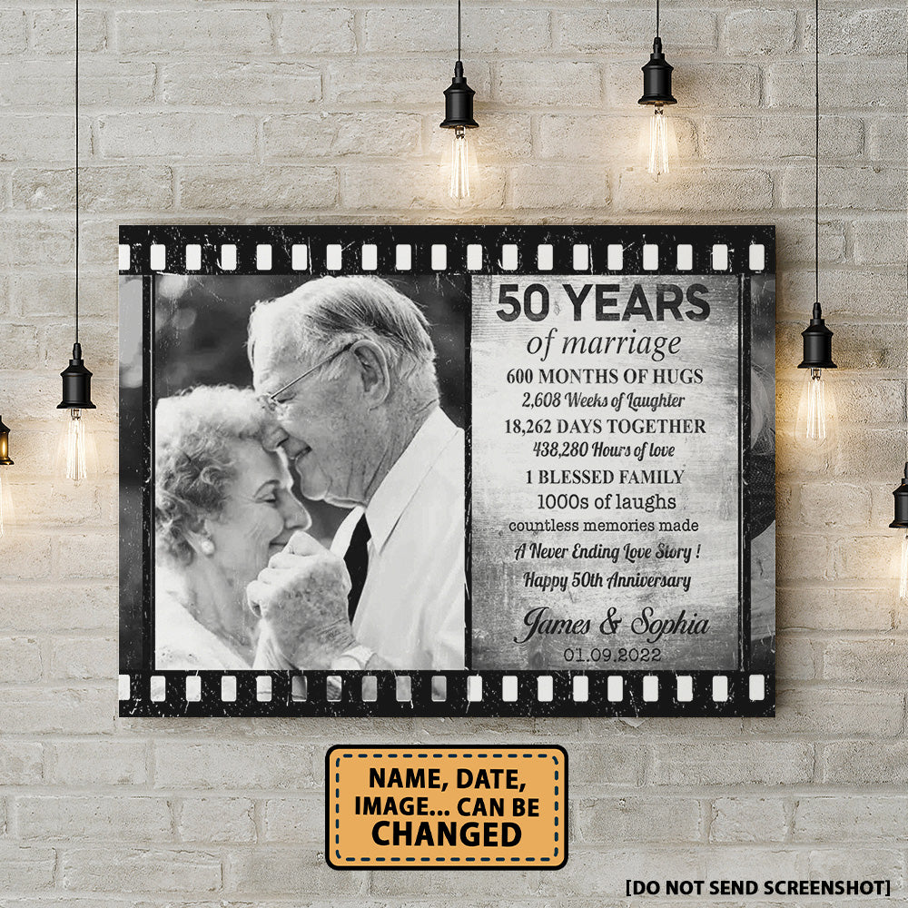 50 Years Of Marriage Film Custom Image Anniversary Canvas Valentine Gifts