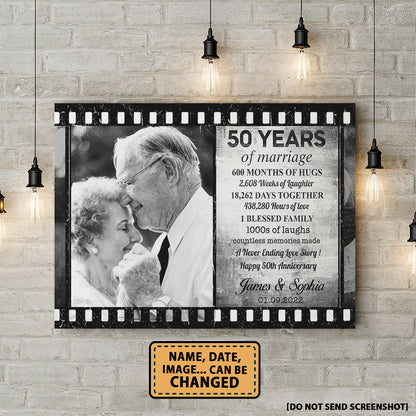50 Years Of Marriage Film Custom Image Anniversary Canvas Valentine Gifts