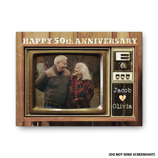 Happy 50th Anniversary Old Television Custom Image Canvas