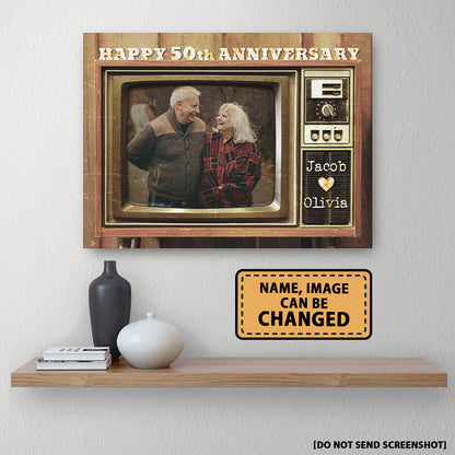 Happy 50th Anniversary Old Television Custom Image Canvas